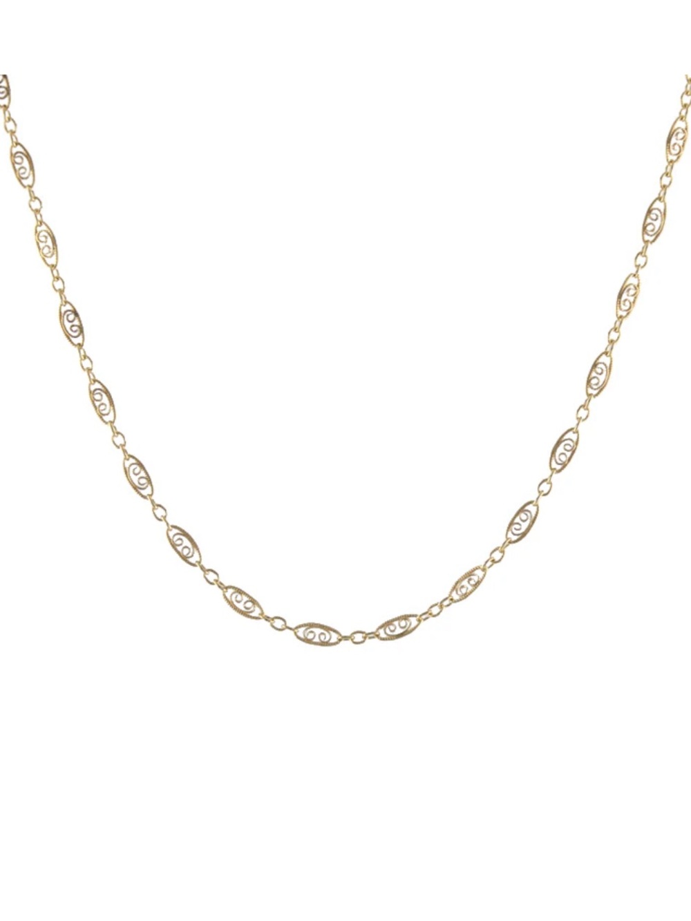 Antique Gold Filled Filigree Chain Necklace